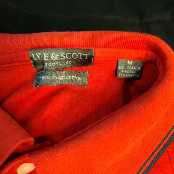 Lyle & Scott Scotland Mens Polo Shirt Red Size M 100% Cotton Short Sleeve Logo - Picture 5 of 12